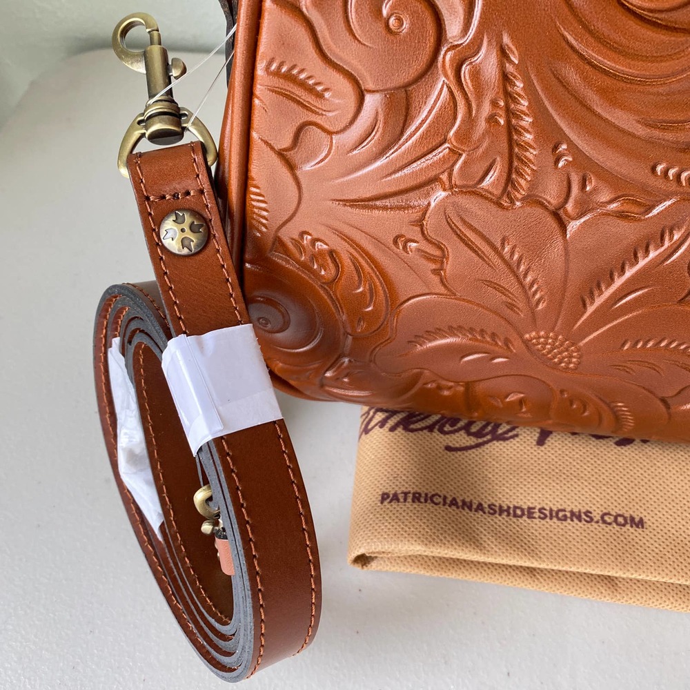 NWT Patricia Nash Gracchi Florence Tooled Leather Frame Satchel Brown P38407 - Picture 6 of 15